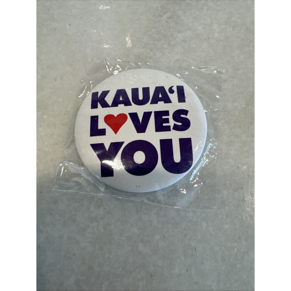 Vintage Kauai Loves You Travel‎ Pinback Button New
